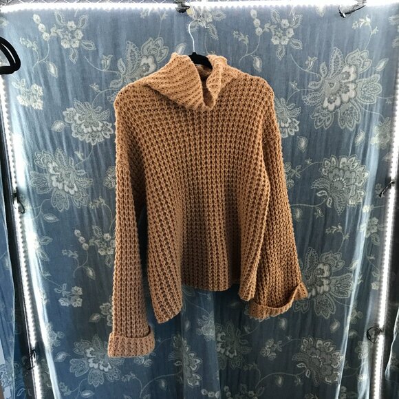 Bluivy chunky knit rust brown turtle neck sweater size M/L - Picture 1 of 4